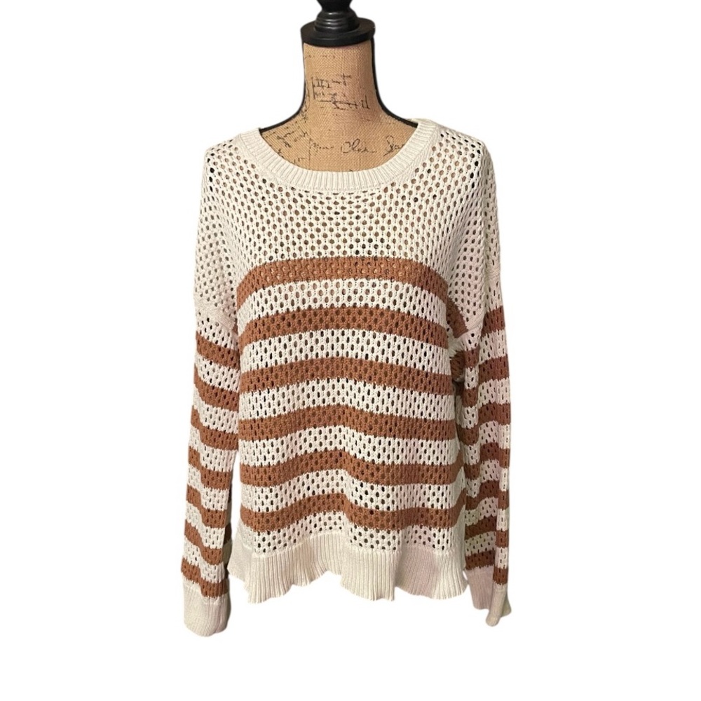 Standard Surplus Striped Cream and Brown Women's Sweater‎